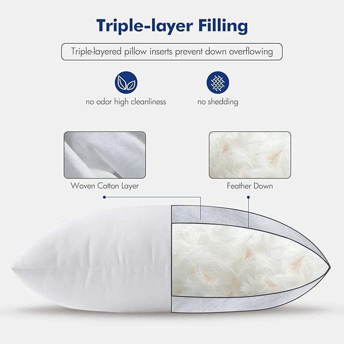 MIULEE 26x26 Euro Pillow Inserts, Double-Layer Down-Proof Cotton Cover - Image 6