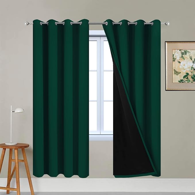 Yakamok Dark Green 100% Blackout Curtains 72 Inches Long 52" Wide 2 Panels | by Yakamok