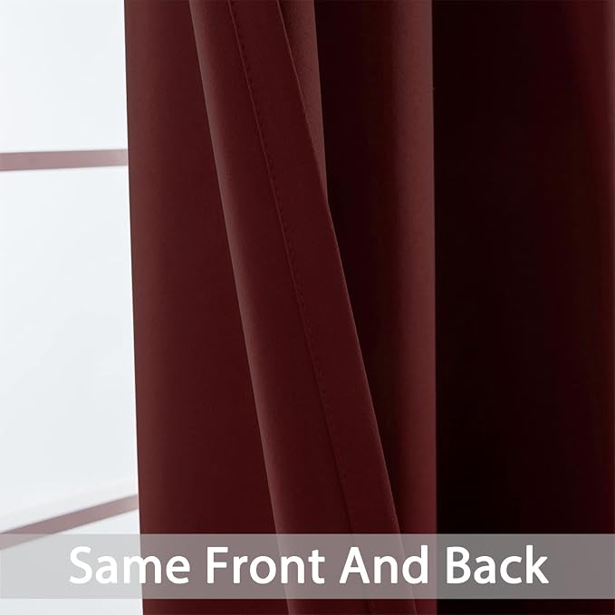 Yakamok Room Darkening Curtains 52x90 inch Length Burgundy Red-Living Room | 2 - Image 4