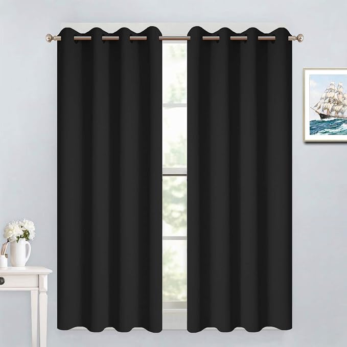 Yakamok Room Darkening Curtains 52x54 inch Length Black-Living Room | 2 panels by Yakamok