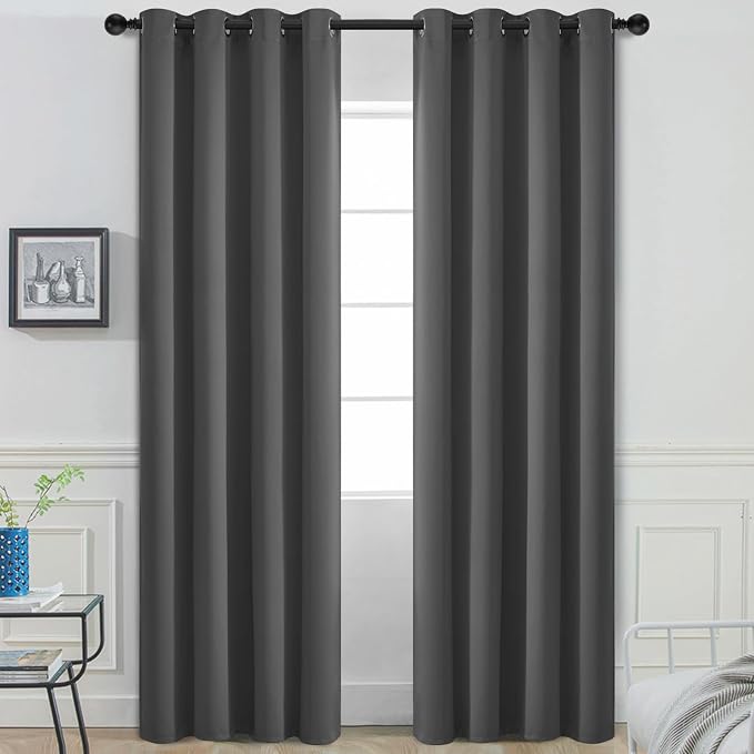 Yakamok Room Darkening Curtains 52x108 inch Long Charcoal Grey-Living Room | 2 by Yakamok