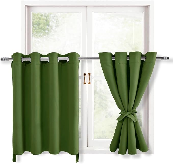 RV Blackout Curtains for Bedroom, Olive Green 52 x 36 Inch 2 Panels | Thermal by Hiasan