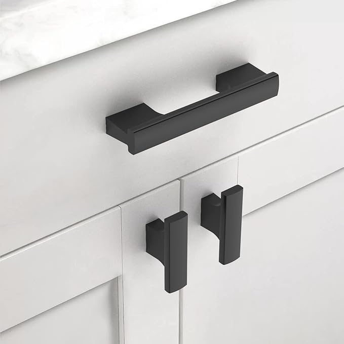 Asidrama 20 Pack 3 Inch(76mm) Matte Black Kitchen Cabinet Handles, Cabinet Pulls Kitchen Cabinet Hardware for Cupboard Drawer Pulls