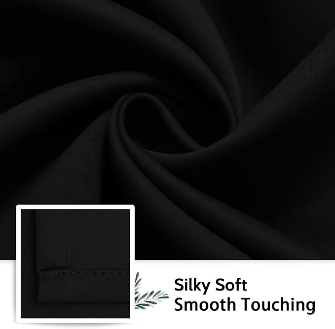 SimpleHome Black 100% Blackout Curtains Room Darkening Living Room 54 Inch | - Image 7