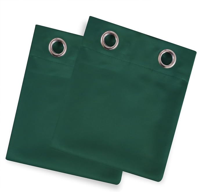 Blackout Curtains 66 x 54 Inch Long Dark Green Curtains Set of 2 Panels Room - Image 9