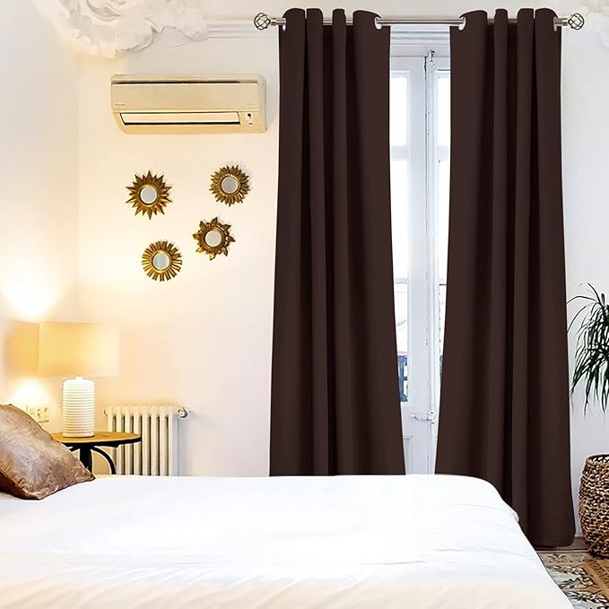 BGment Brown Blackout Curtains 72 Inch Length 2 Panels Set, Grommet Thermal Insulated Room Darkening Curtains for Bedroom, Each 46 x 72 Inch