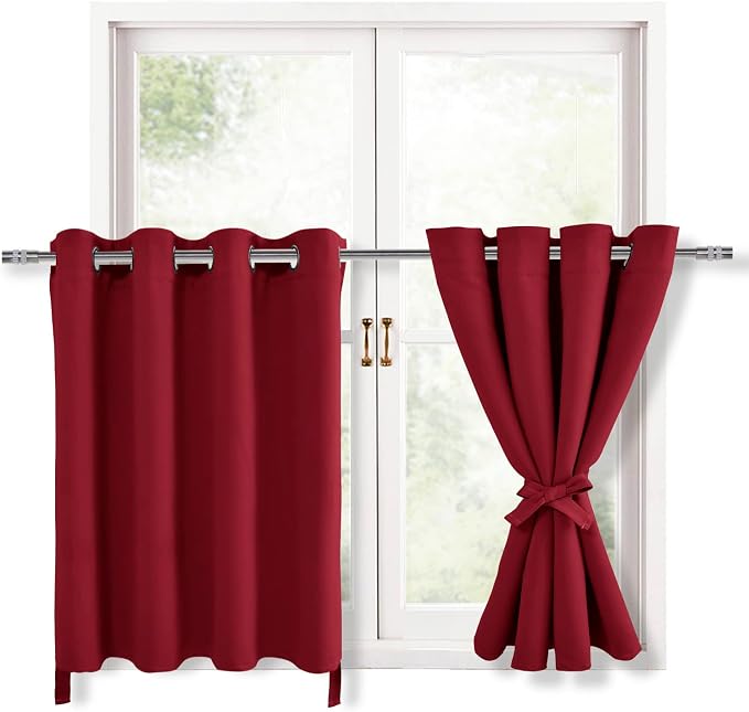 RV Blackout Curtains for Bedroom, 52 x 30 Inches Long Christmas Red | Thermal by Hiasan