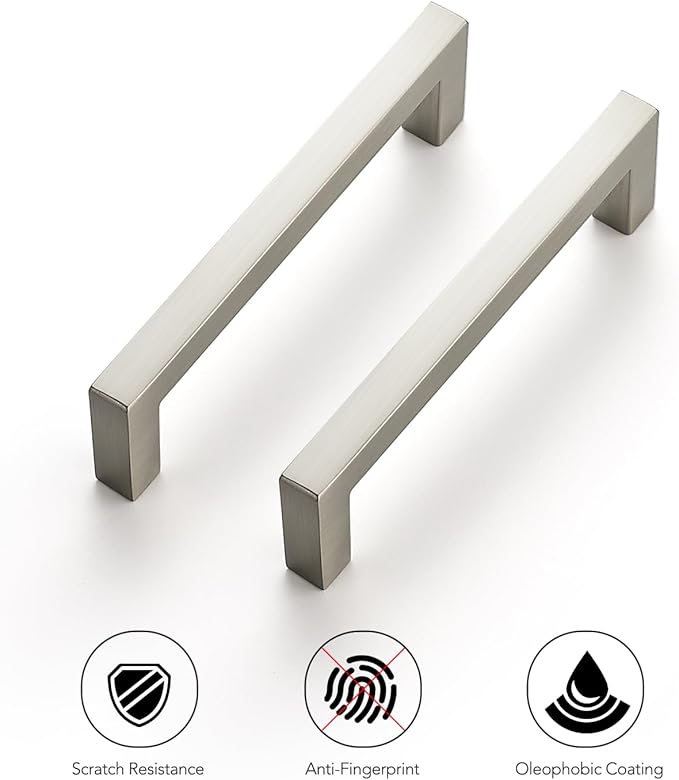 Ravinte 20 Pack Solid 3-1/2 Inch Center to Center Slim Square Bar Dresser Drawer Handles Kitchen Cabinet Handles Brushed Nickel Drawer Pulls Kitchen Cabinet Hardware Pulls