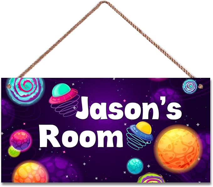Personalized Stars Sign Customized Galaxy Art Decoration Exquisite Decorative Signs Custom Name for Nursery Kids Room Door Wall Art Decor Outer Space Themed Decor For Boys Room Little Man Cave