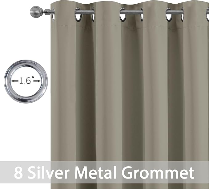 Yakamok Room Darkening Curtains 52x96 inch Length Taupe-Living Room | 2 panels - Image 2
