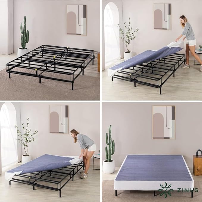 ZINUS Keenan Metal Mattress Foundation, Standing Box Spring, Headboard Brackets Included, Easy Assembly, Twin