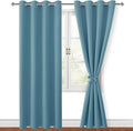 Blackout Curtains for Bedroom, Stone Blue, 52 x 84 Inch, 2 Panels | Thermal by Hiasan
