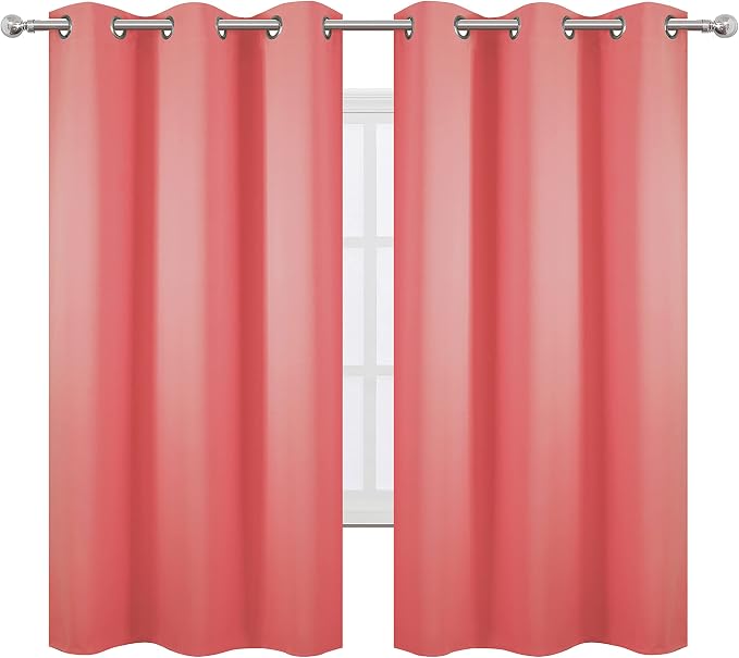 Coral Blackout Curtains 38 x 63 Inch Length/Set of 2 Curtain Panels/Thermal - Image 2