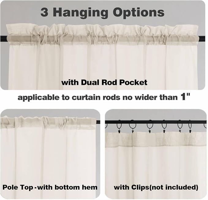 Chyhomenyc Cream Extra Long Sheer Curtains 108 Inches Long 2 Panels | Light - Image 5