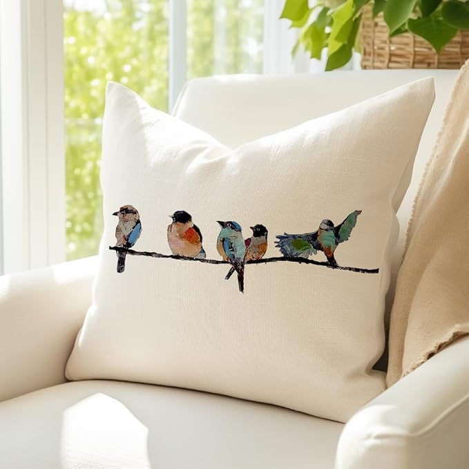 RABUSOFA Outdoor Birds Pillow Covers 20x20 Inch, Lumbar Small Throw Pillows - Image 2