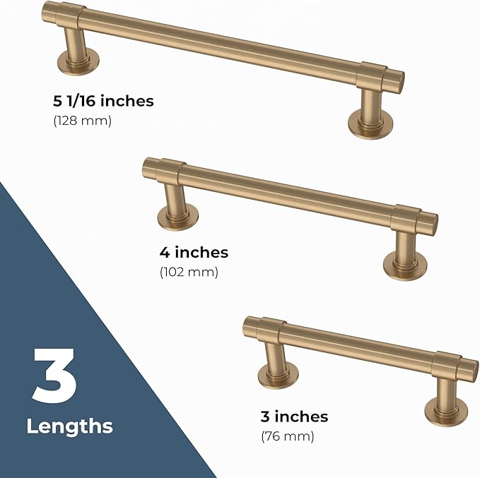 Franklin Brass - Francisco Champagne Bronze Gold Cabinet Handles 5 Inch (5") Hole Center Pulls | Easy Install, Durable Hardware for Kitchen Cabinet Door, Drawers, Dresser Pull, Furniture (10 Pack)
