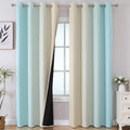 Aqua and Beige Ombre Blackout Bedroom Curtains 102 Inches | Thermal Insulated by ESTELARTEXTILER