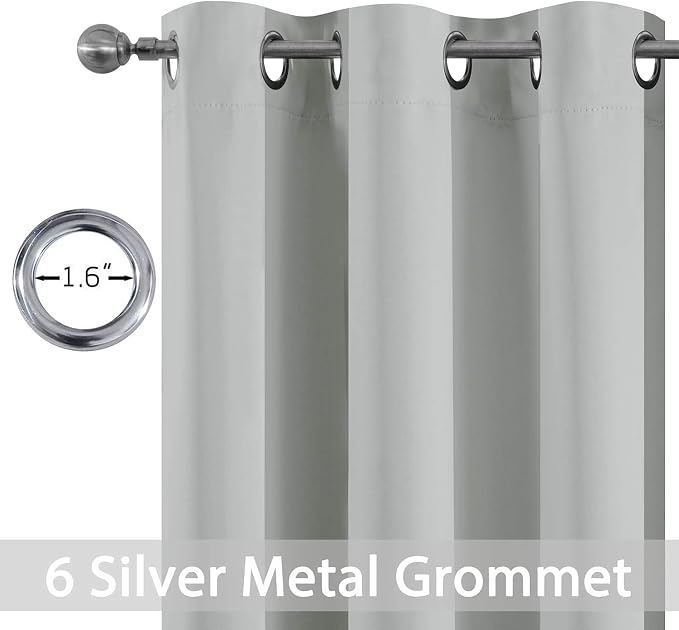 Yakamok Room Darkening Curtains 42x63 inch Length Light Grey-Living Room | 2 - Image 2