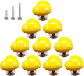 HUAMULAN 10PCS Heart Shape Glossy Ceramic Knobs Cabinet Dresser Pulls Door Handles Cupboard Wardrobe Drawer Backplate,Yellow