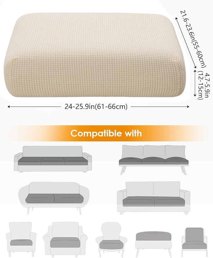 Fuloon Couch Cushion Slipcover, Super Stretch Individual Sofa Covers | 1 Pack - Image 3