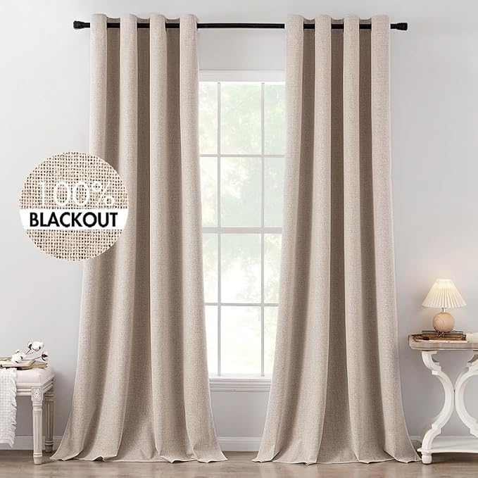 MIULEE 100% Blackout Linen Curtains by MIULEE