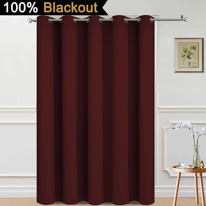 Yakamok Burgundy Red Blackout Patio Door Curtain Panels W70 x L84, 1 Panel | - Image 2