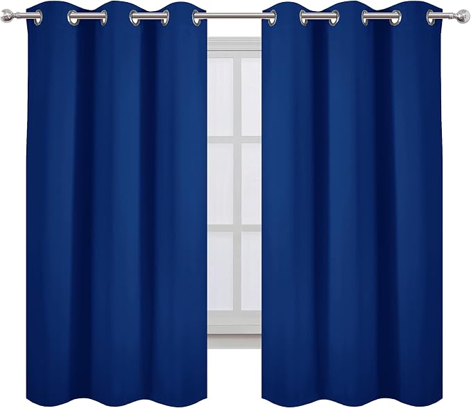 Blackout Curtains 40 x 63 inch/Royal Blue Curtains Set of 2 Panels/Thermal - Image 2