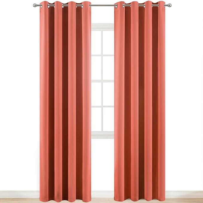 Yakamok Room Darkening Curtains 52x84 inch Length Coral Orange-Living Room | 2 by Yakamok