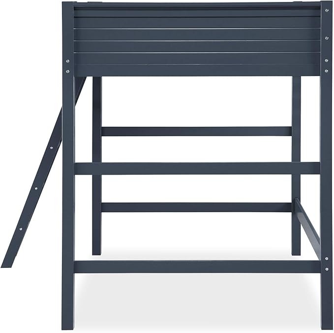 DHP Denver Full Size Loft Bed, Blue - Kids Loft Bed with Desk, Play Area, and Guardrails