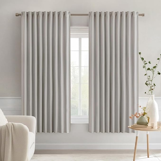 MIULEE Cobblestone Back Tab Blackout Curtains 52x63 Inches Long 2 Panel Set | by MIULEE