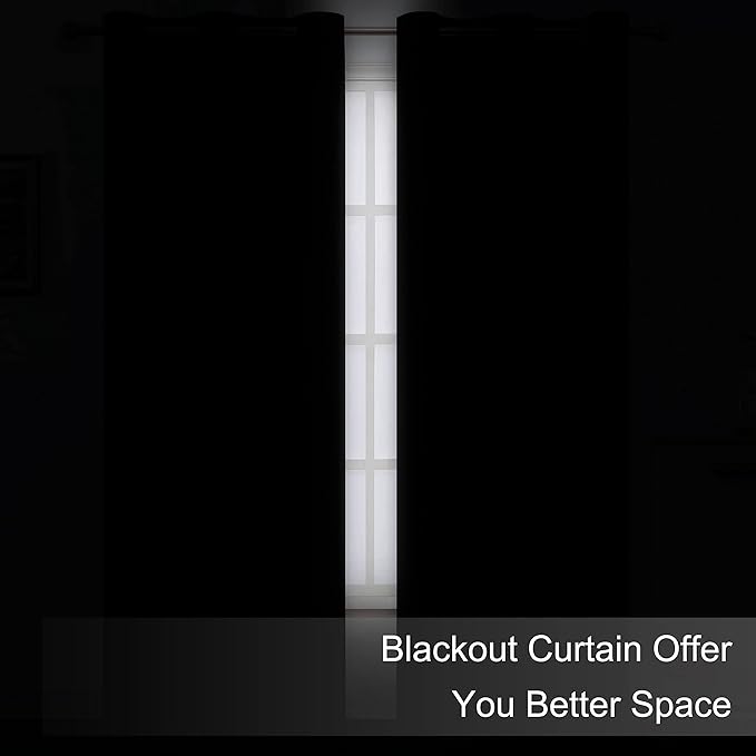 Blackout Curtains 66 x 84 inch/Black Curtains Set of 2 Panels/Thermal Insulated - Image 3