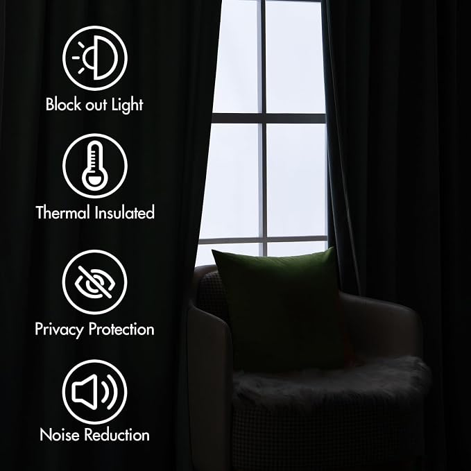 MIULEE Sage Green Velvet Curtains 52x90 inches Luxury Blackout Curtains | - Image 5