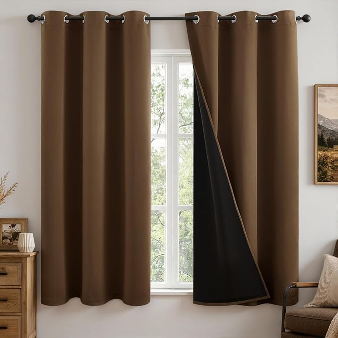 MIULEE Brown 100% Blackout Curtains by MIULEE