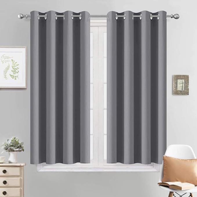Yakamok Grey Room Darkening Curtains 52x45 inch Gray Grommet-Living Room | 2 by Yakamok