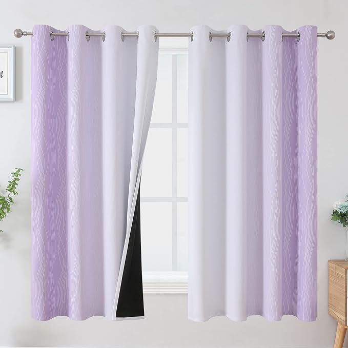 Lilac and Greyish White Ombre Blackout Curtains by ESTELARTEXTILER