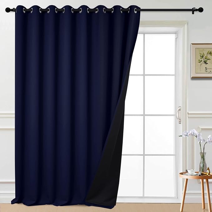 Yakamok Navy Blue Blackout Patio Door Curtain Panels W100 x L108, 1 Panel | by Yakamok