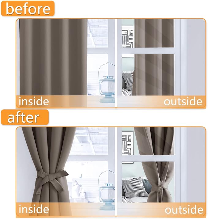 Blackout Curtains for Bedroom, 52 x 54 Inches Long, 2 Panels | Thermal - Image 4