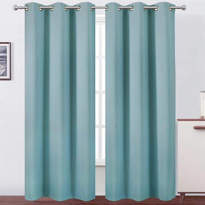 Stone Blue Thermal Blackout Curtains/38 x 84 Inch/Set of 2 Panels Room by Lemomo