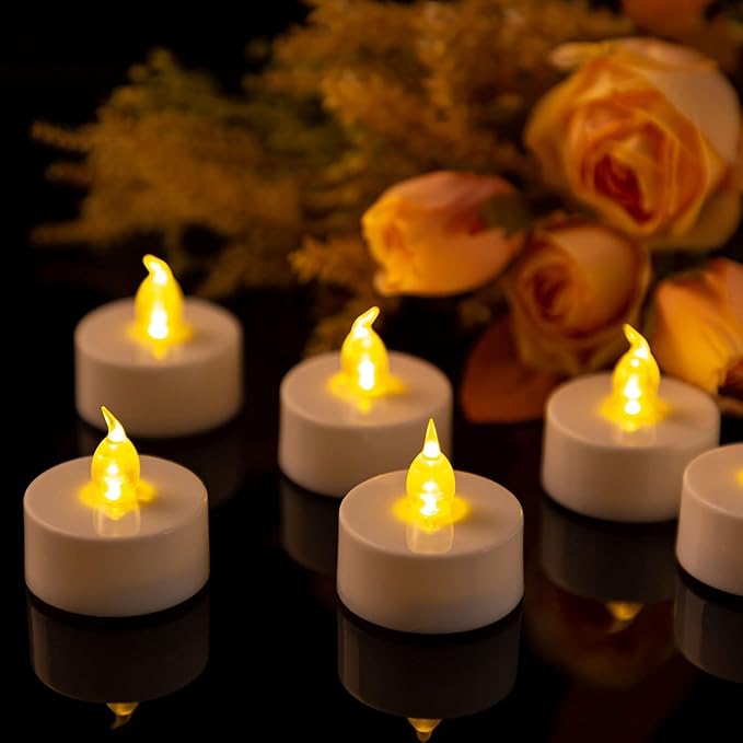 Tea Light Candles with Remote Control,Flickering Flameless LED Candle,Long Lasting 400+Hours,Battery Operated with Timer for Home Decoration Seasonal &Festival Celebration WarmYellow (12pcs)