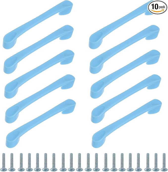 uxcell 10 Pack Plastic Cartoon Drawer Pulls, 5" ABS Closet Wardrobe Door Handle Furniture Accessory for Home Kitchen Cupboard, Blue