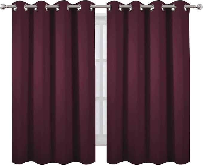 Burgundy Red Thermal Blackout Curtains/52 x 54 Inch/Set of 2 Panels Room - Image 2