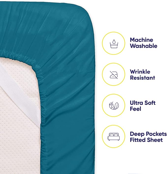 Full Size Bed Sheets - 6 Piece 1500 Supreme Collection Fine Brushed Microfiber Deep Pocket Full Sheet Set Bedding - 2 Extra Pillow Cases, Great Value, Full, Teal