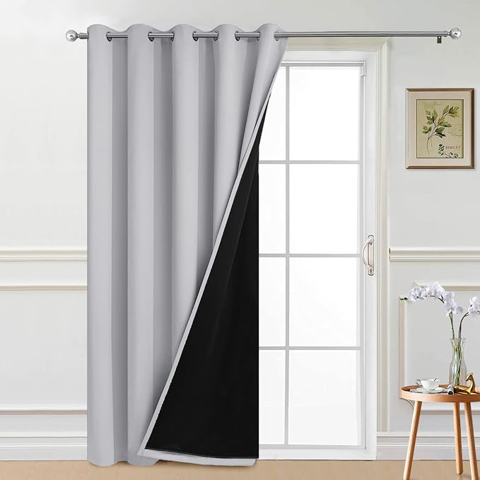 Yakamok Light Grey Blackout Patio Door Curtain Panels W70 x L84, 1 Panel | by Yakamok