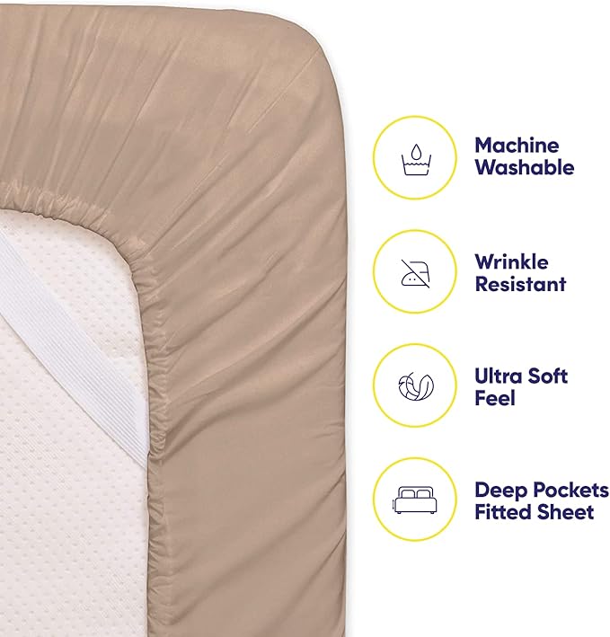 Twin XL Size Bed Sheets - 4 Piece 1500 Supreme Collection Fine Brushed Microfiber Deep Pocket Twin X-Large Sheet Set Bedding - 1 EXTRA PILLOW CASES, GREAT VALUE, Twin XL, Taupe