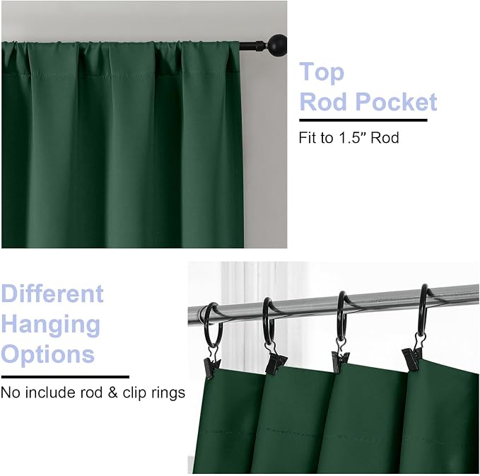 Simplebrand Ava Ever Green Short 24 Inches Blackout Curtain 2 Panels Set - Image 4