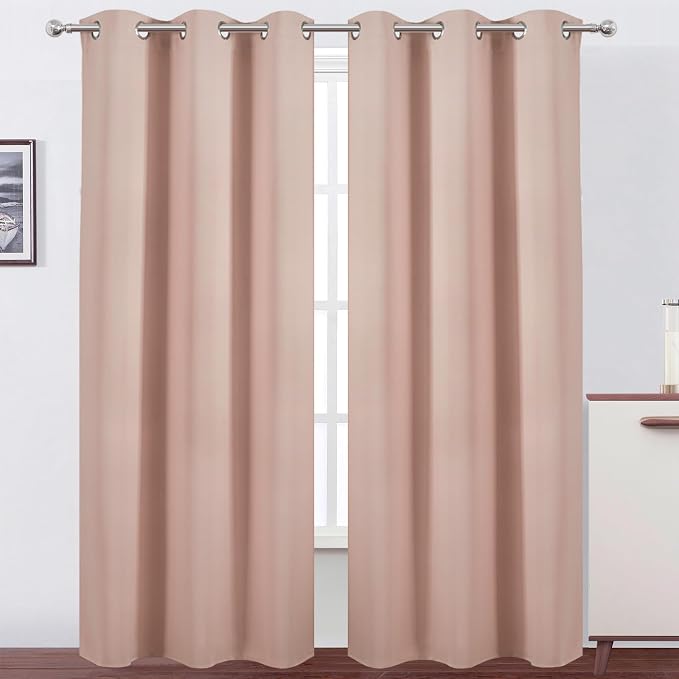 Blush Thermal Blackout Curtains/38 x 84 Inch/Set of 2 Panels Room Darkening by Lemomo