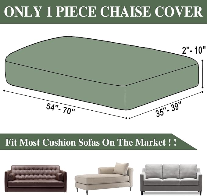 LA MEACK Couch Cushion Cover Chaise Lounge Cover Washable Separate Seat Chaise - Image 6