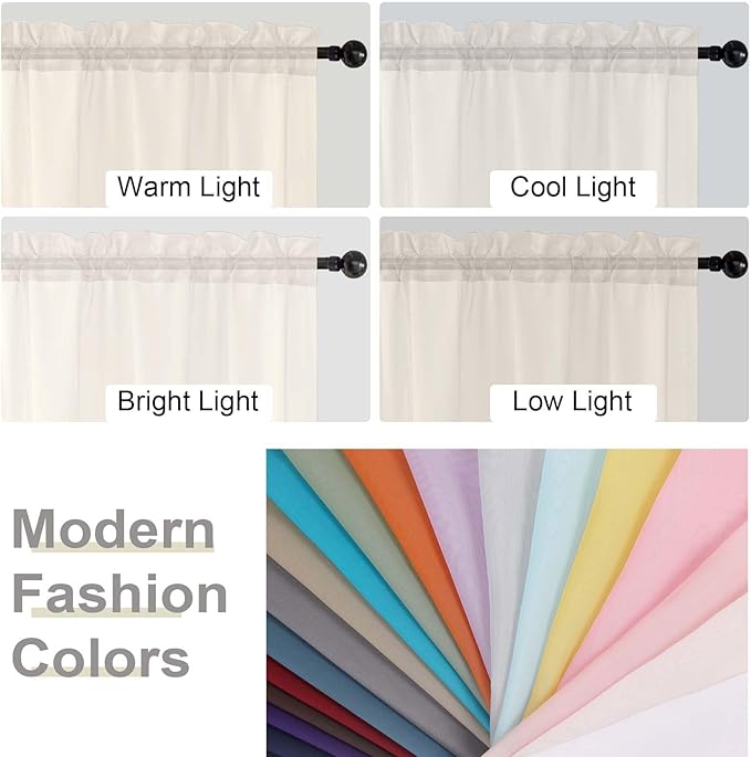 Cream Sheer Curtains 84 Inches Long 2 Panels Set - Image 7