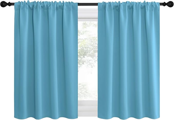 NICETOWN RV Blackout Curtains for Camper Windows, Teal Blue, Kitchen Curtains by NICETOWN