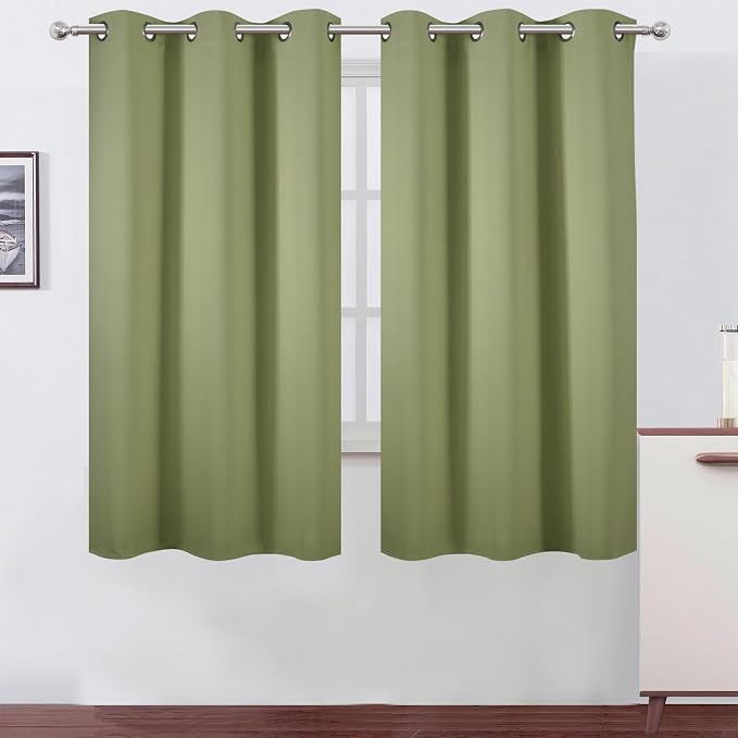 Sage Green Thermal Blackout Curtains/38 x 63 Inch/Set of 2 Panels Room by Lemomo